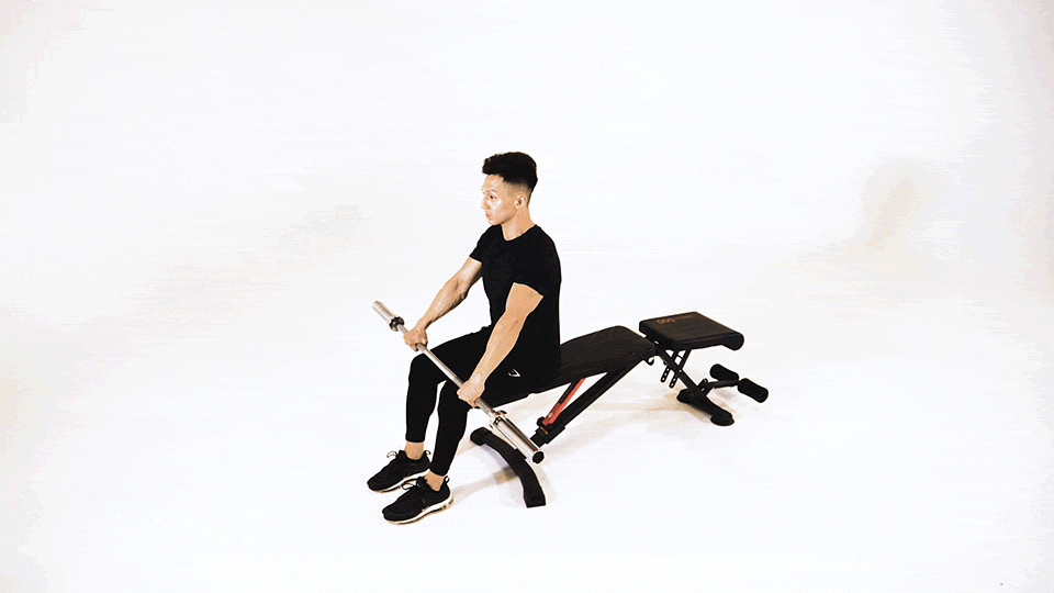 Seated Barbell Overhead Front Raise