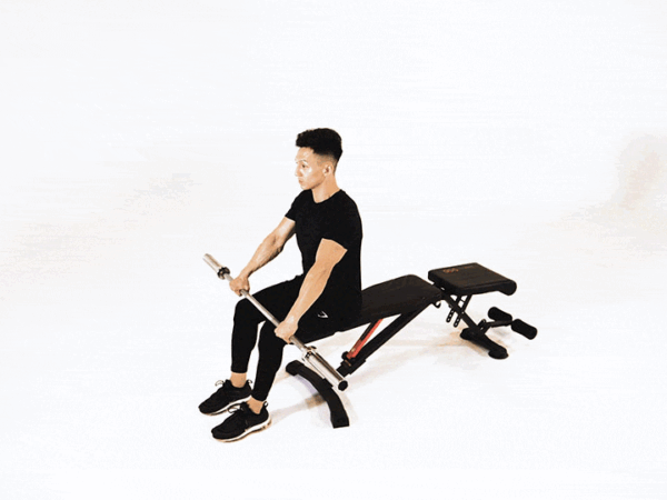 Barbell Overhead Front Raise (Seated)