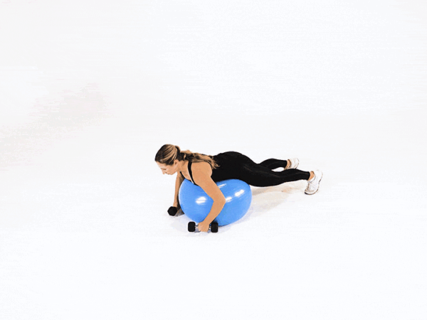 Alternating Dumbbell Reverse Fly on Stability Ball