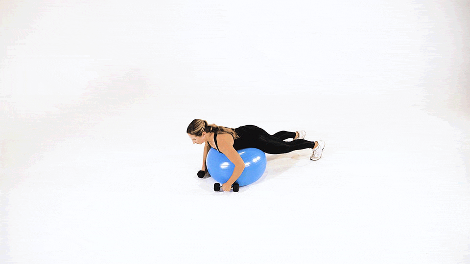 Alternating Dumbbell Reverse Fly on Stability Ball