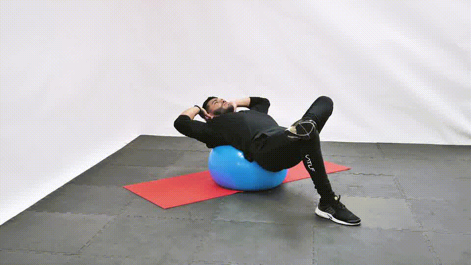 Single Leg Stability Ball Crunch