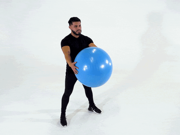 Stability Ball Standing Hamstring Stretch