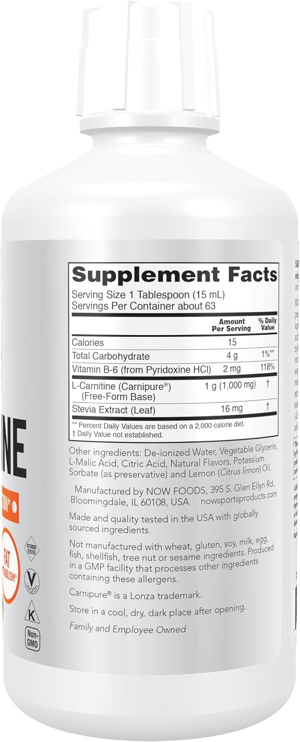NOW Foods: L-Carnitine Liquid 3000mg, 16 oz (2 Pack) - Image 3
